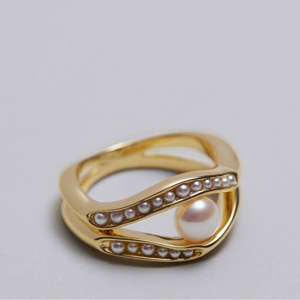 & Other Stories Gold tone Ring with Pearl Accents